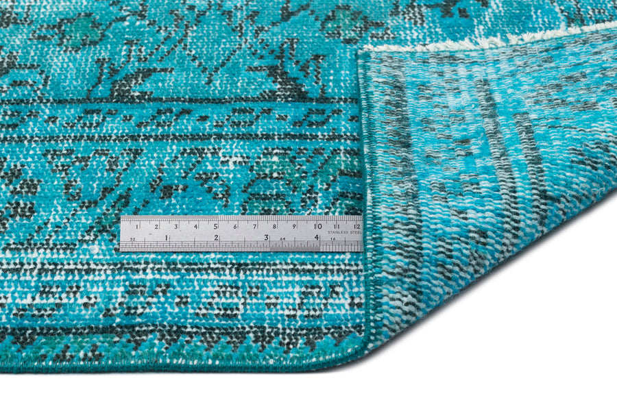 Tirena Turkuaz ve Gri Soyut Desenli El Dokuma Halı 180x295 cm – detay görünümü