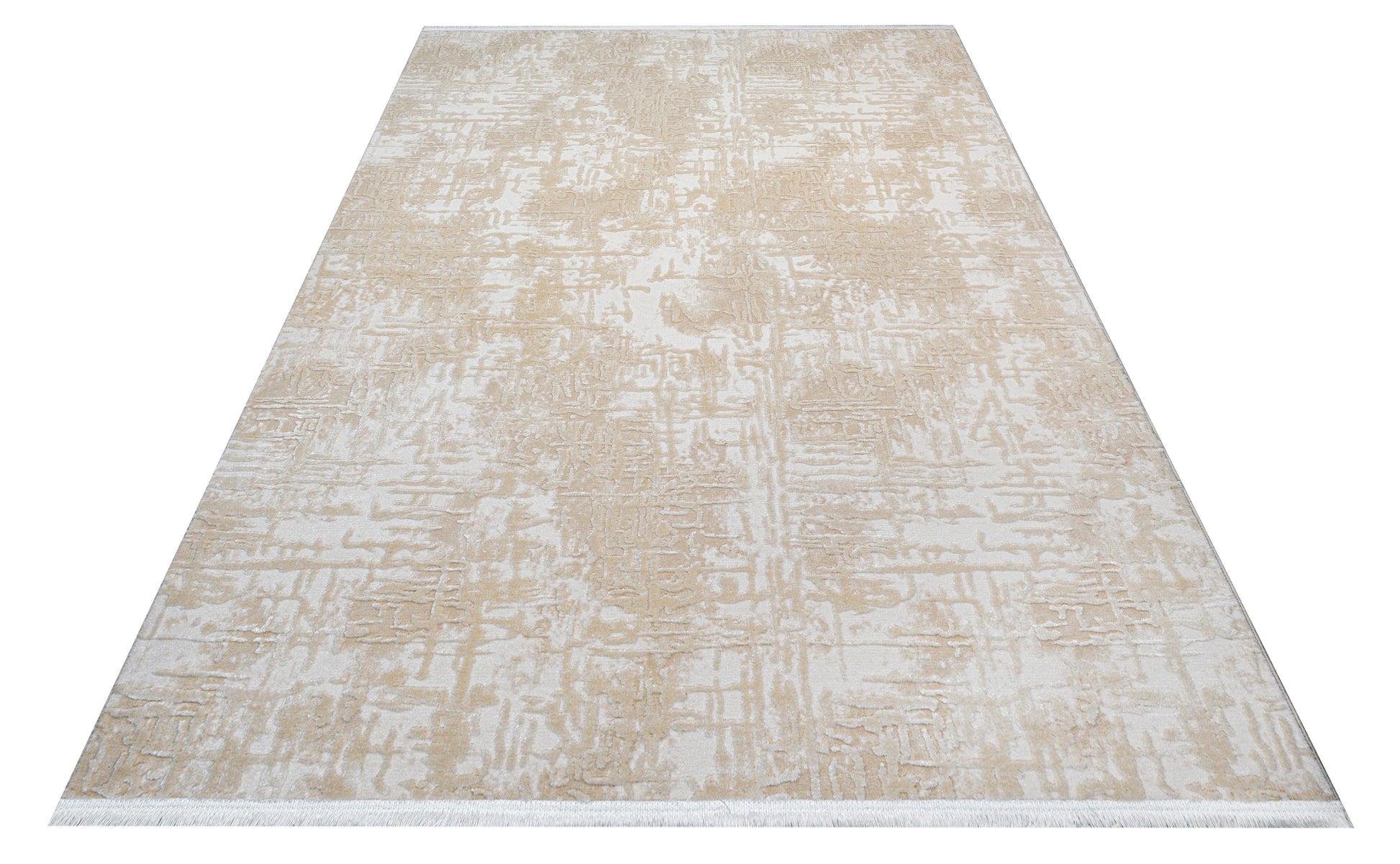 Bej Krem Dokulu Eskitme Triko Halı - Pati Dostu - Toz Vermez