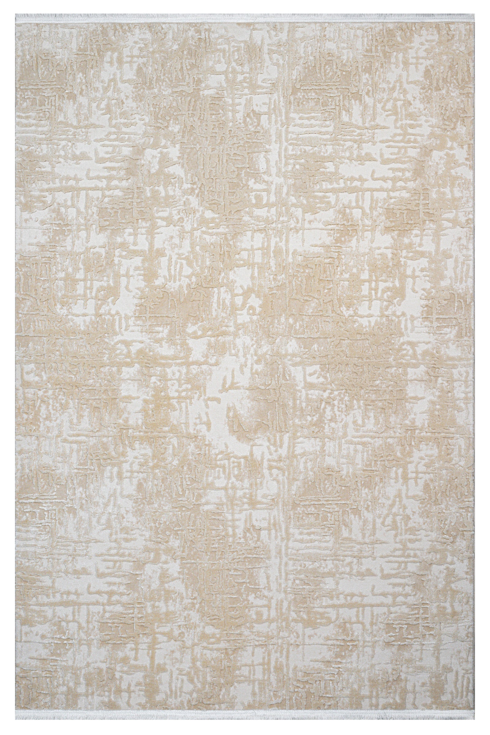 Bej Krem Dokulu Eskitme Triko Halı - Pati Dostu - Toz Vermez