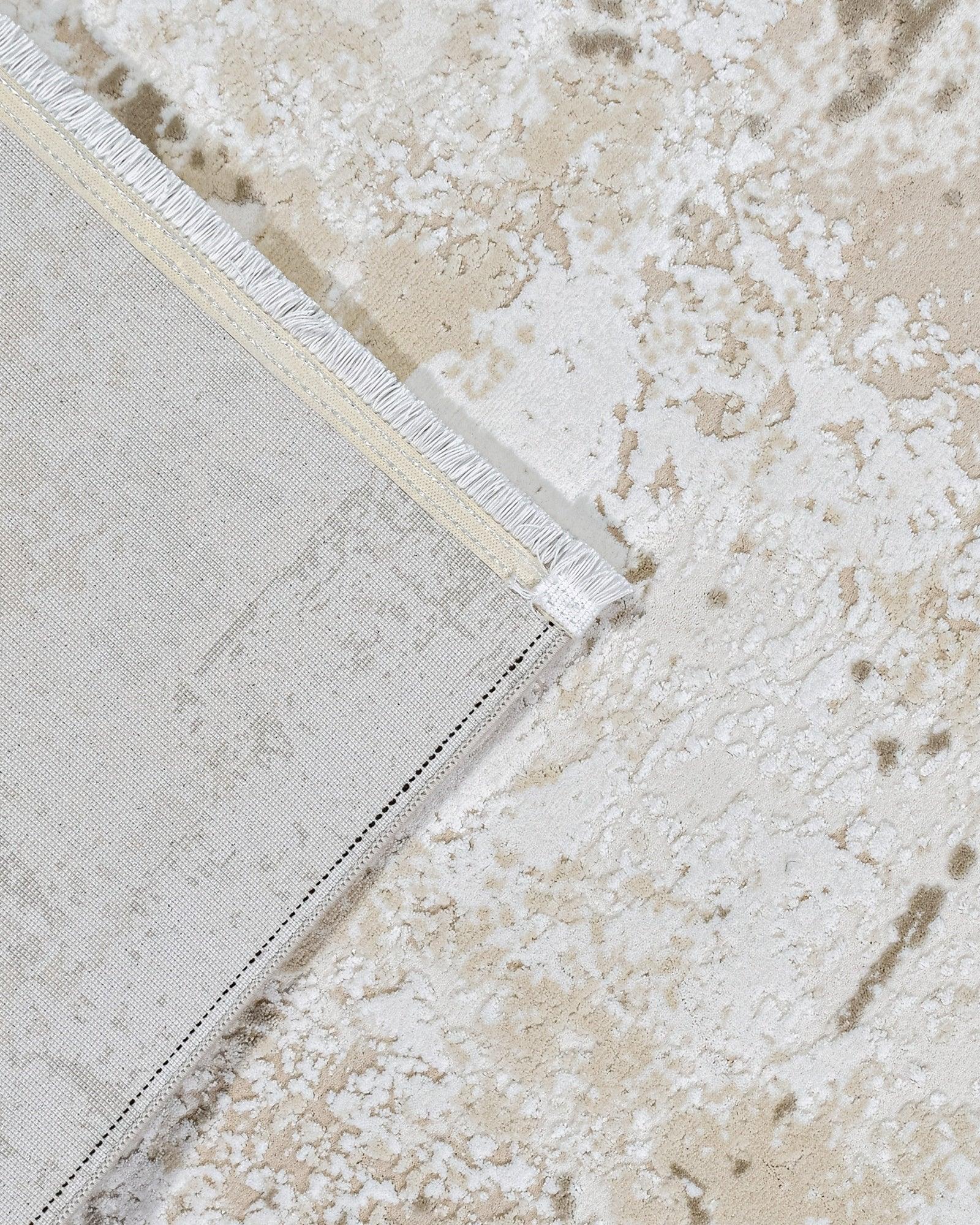 Krem Geometrik Modern Triko Halı - Pati Dostu - Toz Vermez