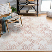 Brynleye Pembe Geometrik Bambu Viskon Akrilik Makine Halısı