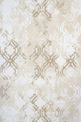 Cream Beige Distressed Geometric Living Room Rug Moorish - Cotton