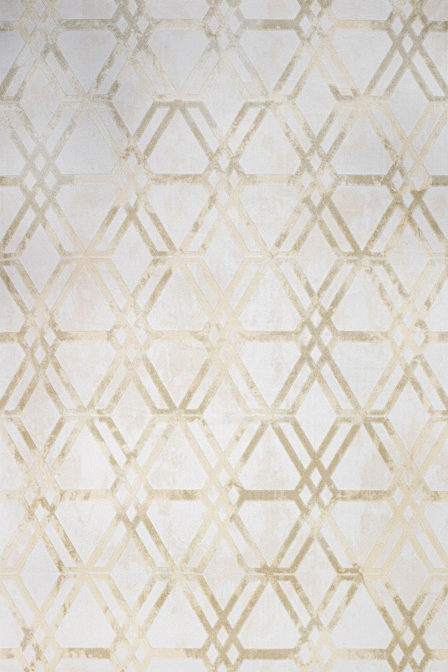 Bej Gold Baklava Geometrik Halı - Yıkanabilir - Kaymaz Taban - Pati Dostu