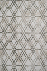 Beige Grey Modern Geometric Living Room Rug Lattice - Cotton