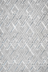 Light Gray White Modern Geometric Living Room Rug Baklava - Cotton