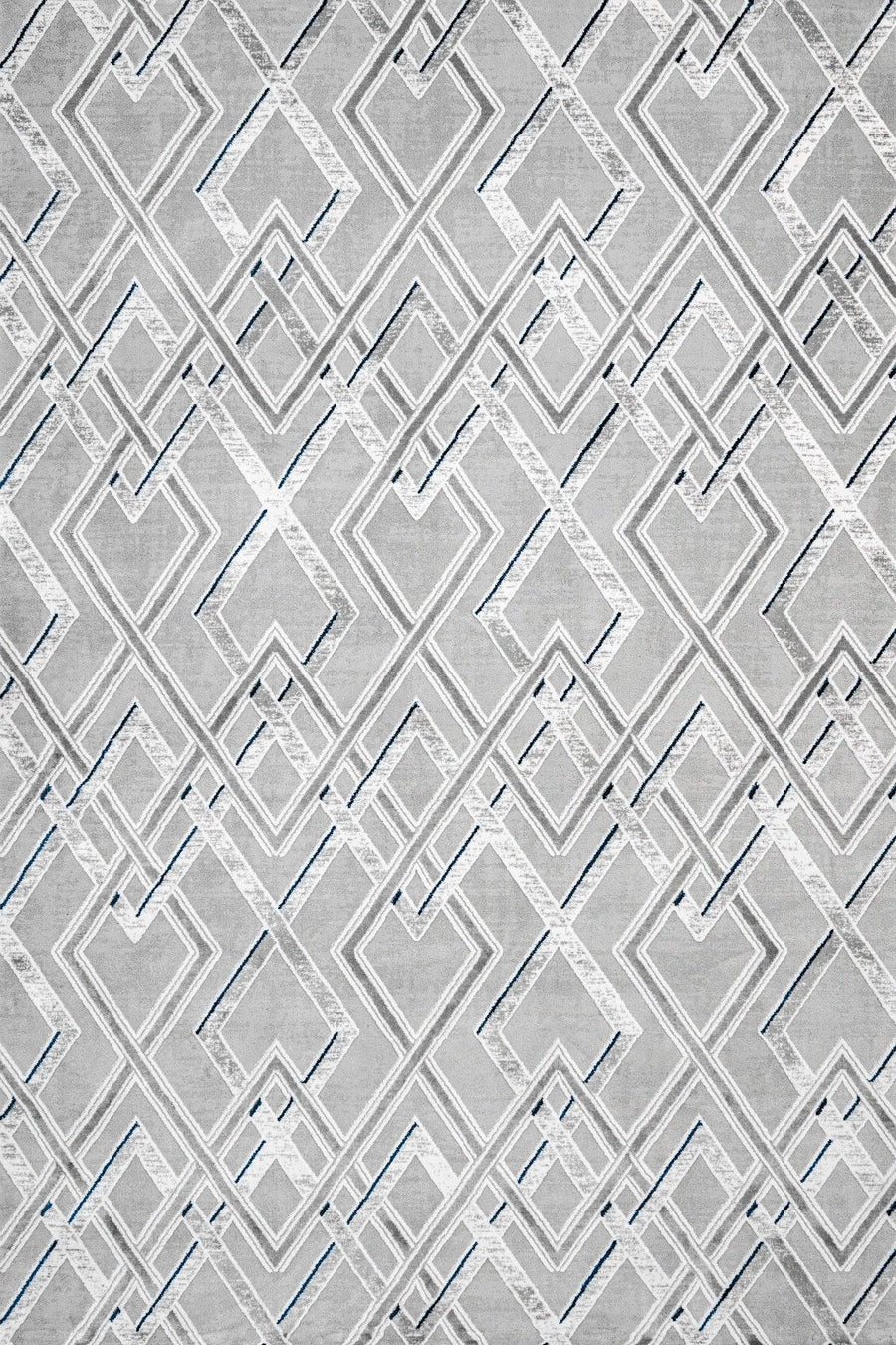 Beyaz Gri Geometrik Minimalist Halı - Yıkanabilir - Kaymaz Taban - Pati Dostu