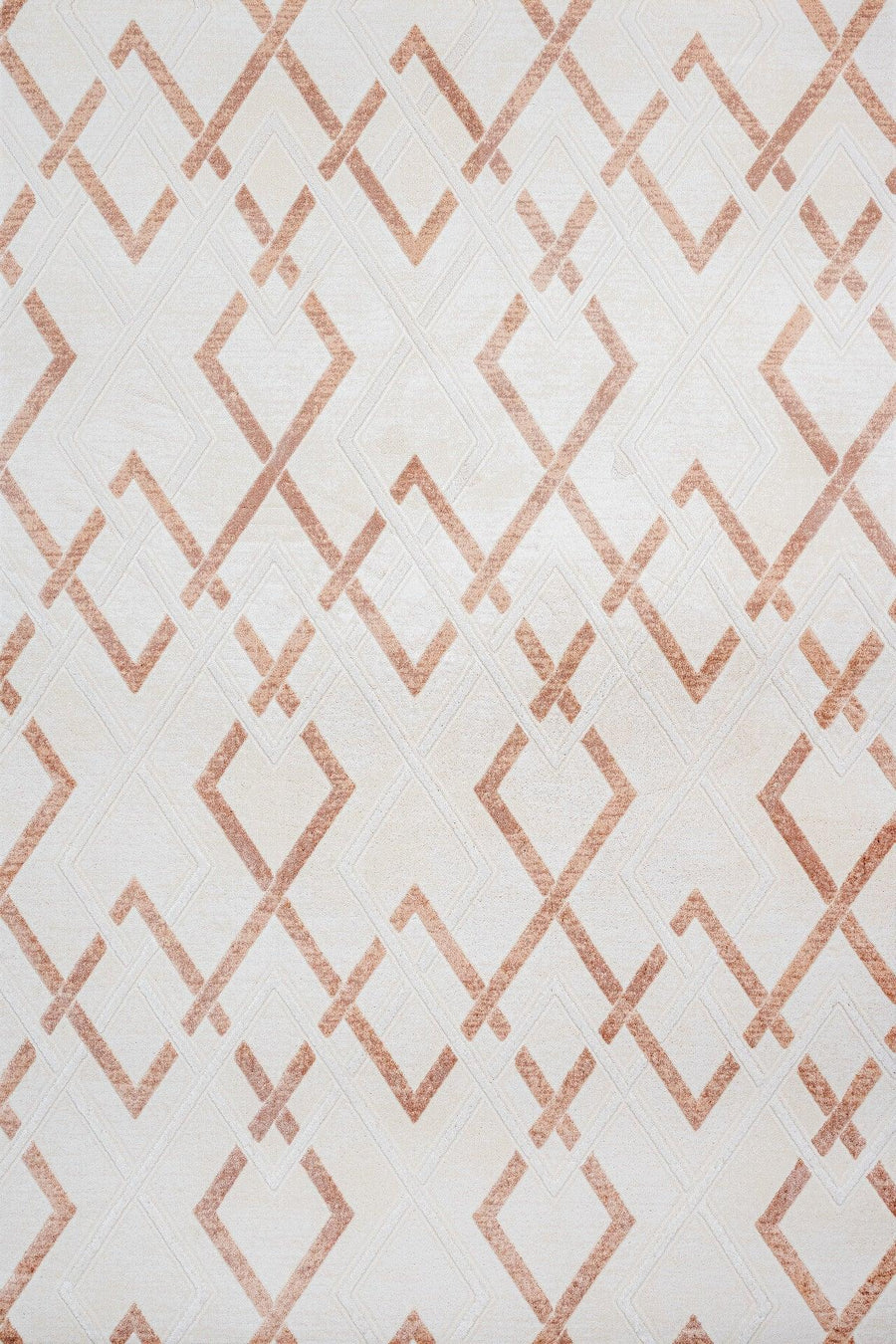 Bej Krem Baklava Geometrik Halı - Yıkanabilir - Kaymaz Taban - Pati Dostu