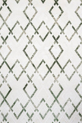 Cream Green Modern Geometric Living Room Rug - Cotton