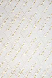 Beyaz Gold Baklava Geometrik Halı - Yıkanabilir - Kaymaz Taban - Pati Dostu