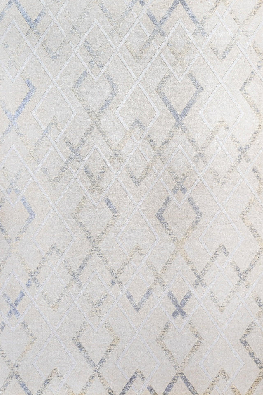 Bej Beyaz Baklava Geometrik Halı - Yıkanabilir - Kaymaz Taban - Pati Dostu