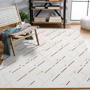 Krem Geometrik Minimalist Triko Halı - Pati Dostu - Toz Vermez