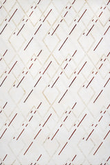 White Cream Modern Geometric Striped Living Room Rug - Cotton