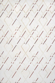 Beyaz Gri Geometrik Geometrik Desenli Halı - Yıkanabilir - Kaymaz Taban - Pati Dostu