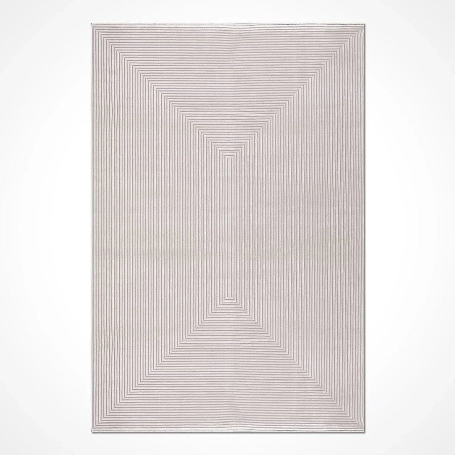 Krem Bordürlü Dokulu Triko Halı - Pati Dostu - Toz Vermez