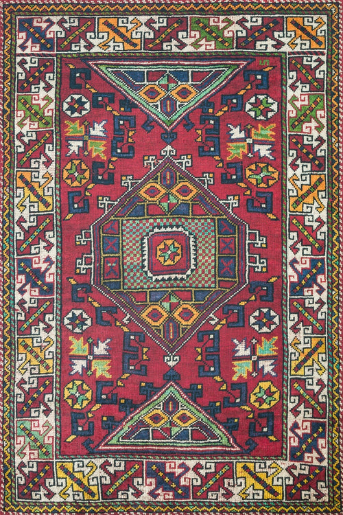 Kırmızı Göbekli Modern Etnik Desenli Halı  | Makinada Yıkanabilir | Hav Toz Vermez | Leke Tutmayan | Kaymaz Taban | Dijital Makine Baskı | Salon Yolluk Mutfak Halısı