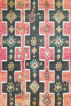 Kırmızı Etnik Modern Etnik Desenli Halı  | Makinada Yıkanabilir | Hav Toz Vermez | Leke Tutmayan | Kaymaz Taban | Dijital Makine Baskı | Salon Yolluk Mutfak Halısı