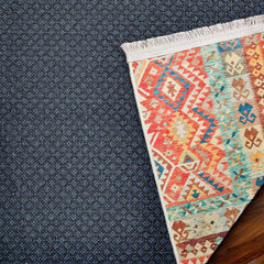 Kırmızı Etnik Modern Etnik Desenli Halı  | Makinada Yıkanabilir | Hav Toz Vermez | Leke Tutmayan | Kaymaz Taban | Dijital Makine Baskı | Salon Yolluk Mutfak Halısı