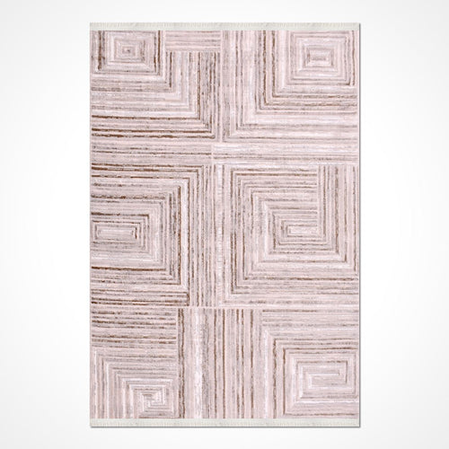 Bej Modern Mikropolyester Makine Halısı