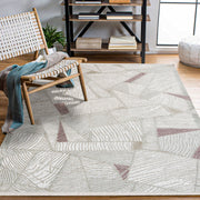 Laila Bej Geometrik Akrilik Makine Halısı