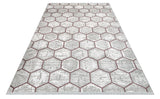 Light Grey White Distressed Geometric Living Room Rug - Acrylic