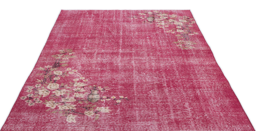 Tirena Pembe ve Beyaz Çiçek Desenli El Dokuma Halı 175x277 cm – detay görünümü