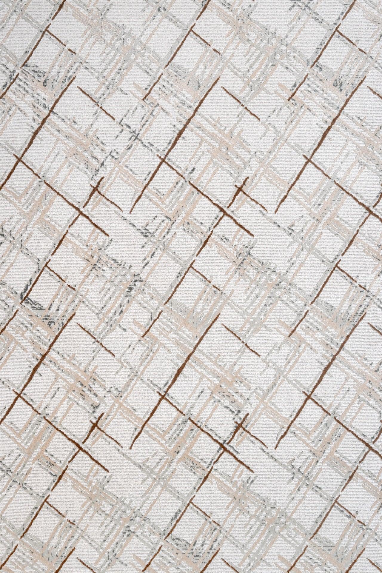 Bej Gri Baklava Geometrik Halı - Yıkanabilir - Kaymaz Taban - Pati Dostu