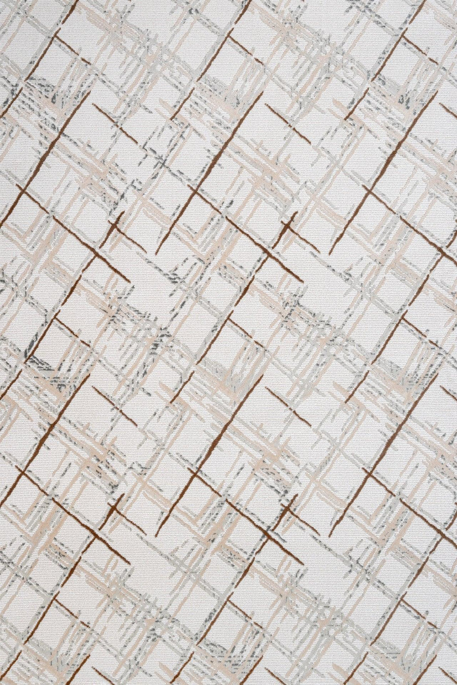 Bej Gri Baklava Geometrik Halı - Yıkanabilir - Kaymaz Taban - Pati Dostu