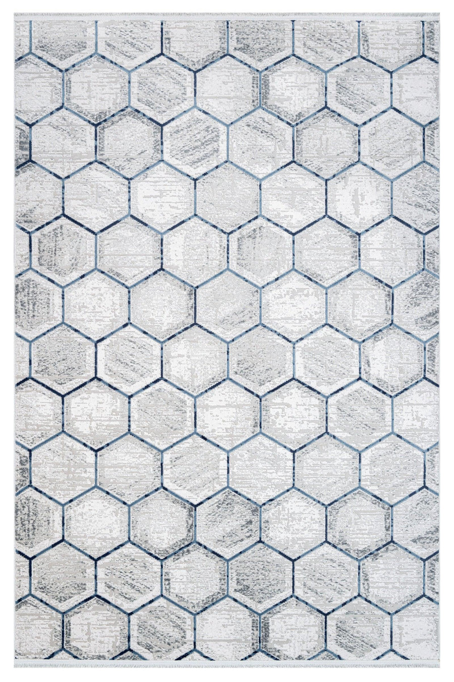 Grauer Teppich mit geometrischem Muster im Vintage-Look – im Wohnzimmer
