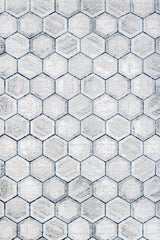 Gray White Modern Geometric Living Room Rug Hexagon - Cotton