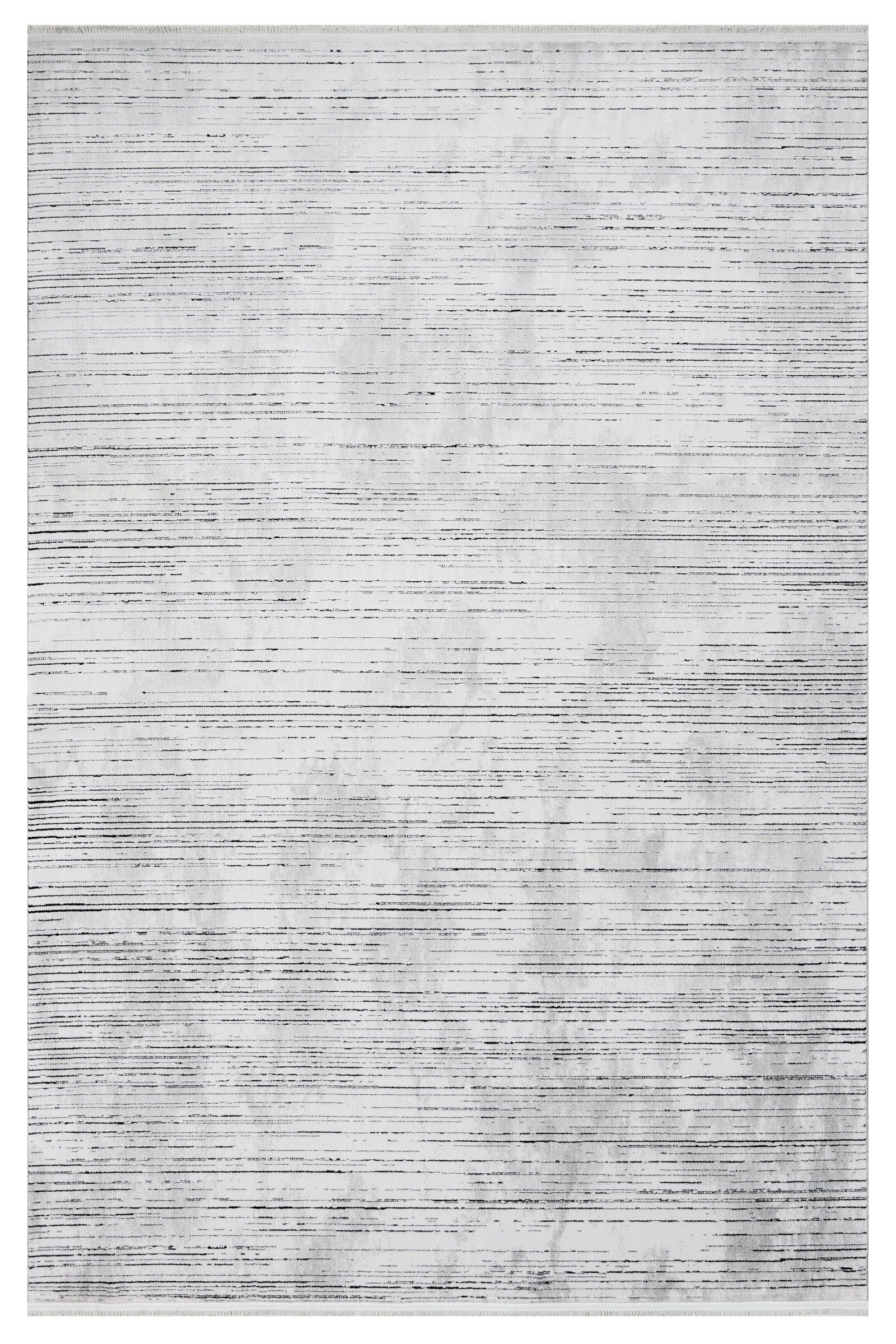 Beyaz Gri Minimalist Modern Triko Halı - Pati Dostu - Toz Vermez