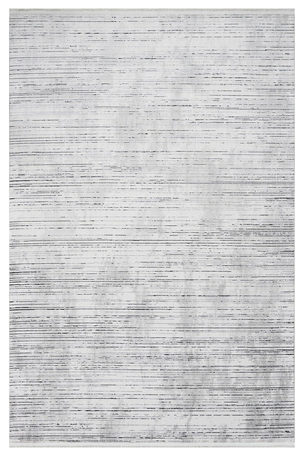 Beyaz Gri Minimalist Modern Triko Halı - Pati Dostu - Toz Vermez