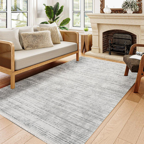 Kaylani Gri Çizgili Akrilik Makine Halısı