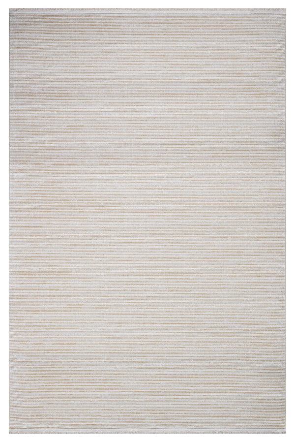 Krem Dokulu Minimalist Triko Halı - Pati Dostu - Toz Vermez