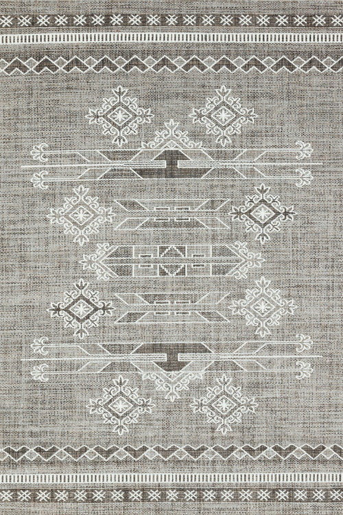 Kahve Etnik Modern Etnik Desenli Halı  | Makinada Yıkanabilir | Hav Toz Vermez | Leke Tutmayan | Kaymaz Taban | Dijital Makine Baskı | Salon Yolluk Mutfak Halısı