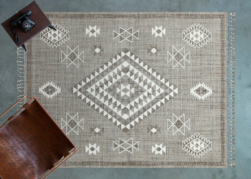 Kahve Etnik Modern Etnik Desenli Halı  | Makinada Yıkanabilir | Hav Toz Vermez | Leke Tutmayan | Kaymaz Taban | Dijital Makine Baskı | Salon Yolluk Mutfak Halısı