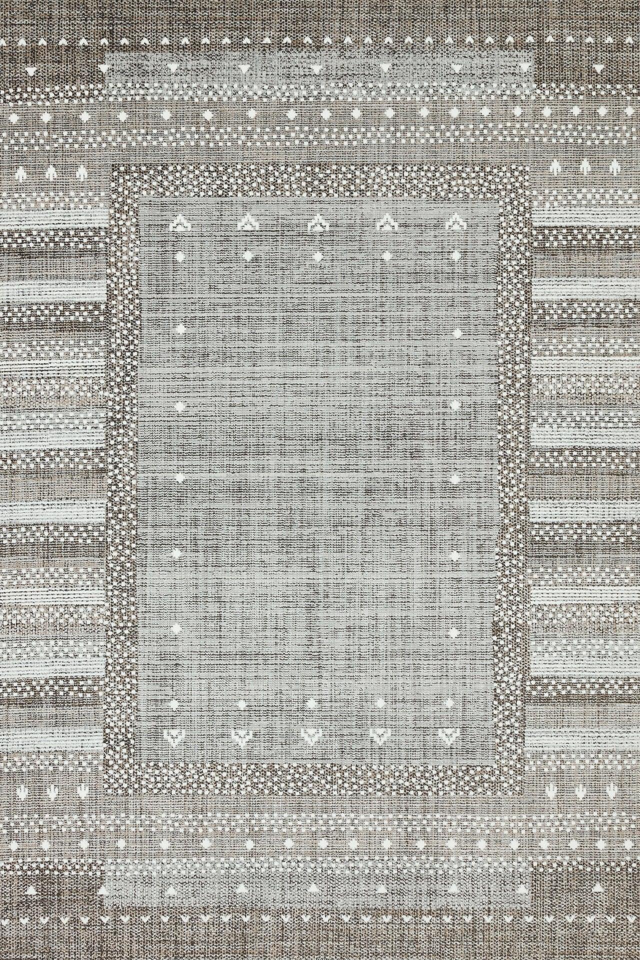 Gri Vizon Bordürlü Modern Halı - Yıkanabilir - Kaymaz Taban - Pati Dostu
