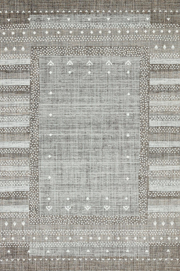 Gri Vizon Bordürlü Modern Halı - Yıkanabilir - Kaymaz Taban - Pati Dostu