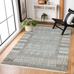 Kahve Etnik Modern Etnik Desenli Halı  | Makinada Yıkanabilir | Hav Toz Vermez | Leke Tutmayan | Kaymaz Taban | Dijital Makine Baskı | Salon Yolluk Mutfak Halısı