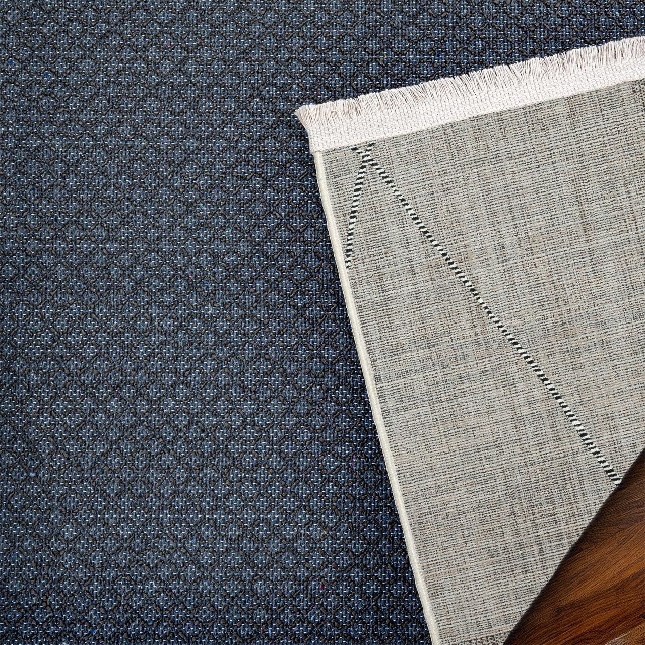 Gri Krem Geometrik Modern Halı - Yıkanabilir - Kaymaz Taban - Pati Dostu