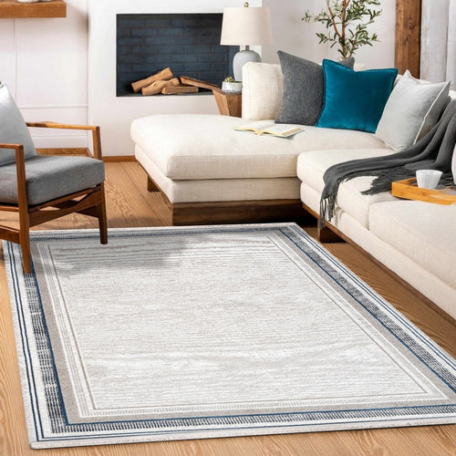 Elle Gri Çerçeveli Polyester Makine Halısı