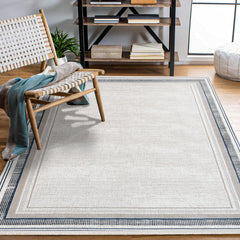 Elle Gri Çerçeveli Polyester Makine Halısı