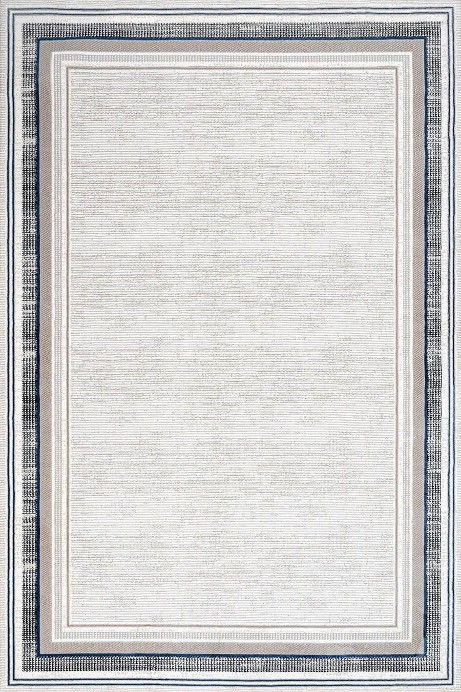 Beyaz Gri Bordürlü Minimalist Halı - Yıkanabilir - Kaymaz Taban - Pati Dostu