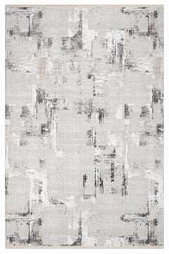 Wynter Grey White Modern Polyester Machine Made Rug