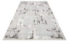 Wynter Grey White Modern Polyester Machine Made Rug