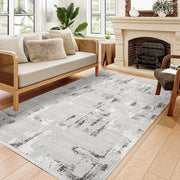 Wynter Gri Beyaz Modern Polyester Makine Halısı