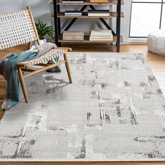 Wynter Gri Beyaz Modern Polyester Makine Halısı