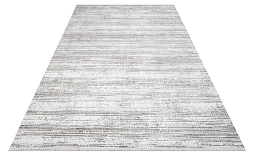 Gwendolyn Gray Striped Polyester Machine Made Rug