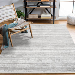 Gwendolyn Gri Çizgili Polyester Makine Halısı