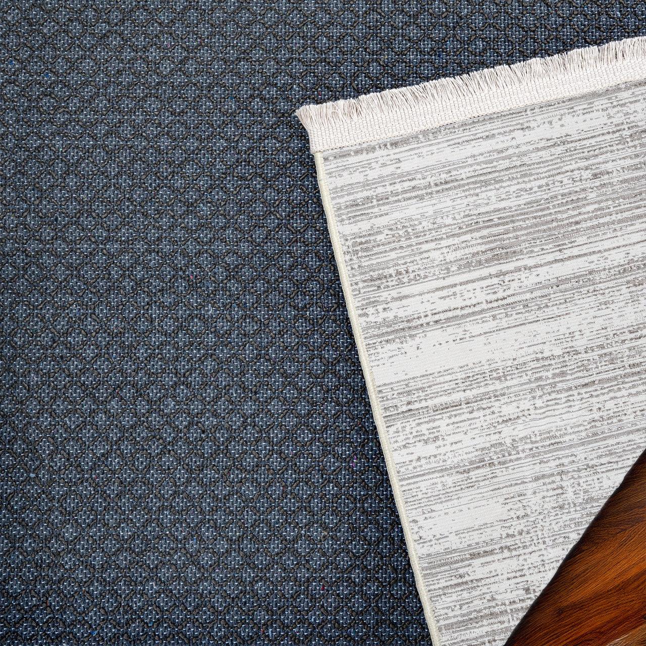 Beyaz Gri Düz Minimalist Halı - Yıkanabilir - Kaymaz Taban - Pati Dostu