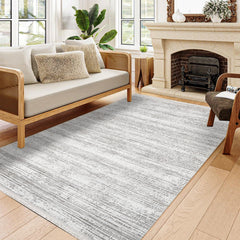 Gwendolyn Gri Çizgili Polyester Makine Halısı